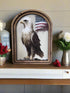Handcrafted Retro 8" Canvas on Wood Patriotic Eagle with Flag Framed Art - The Primitive Pineapple Collection