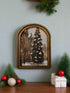 Handcrafted Retro 8" Canvas on Wood Christmas Holiday Tree on Main Street Framed Art - The Primitive Pineapple Collection