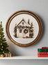Handcrafted Retro 8" Canvas on Wood Christmas Shed with Holly Framed Art - The Primitive Pineapple Collection