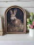 Handcrafted Retro 8" Canvas on Wood Spring Easter Sitting Bunny Framed Art - The Primitive Pineapple Collection