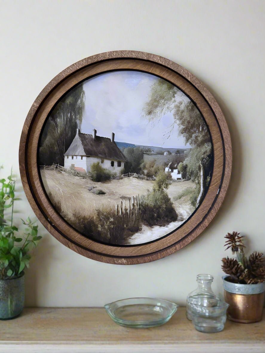 Handcrafted Retro 8" Canvas on Wood Primitive White Cottage Framed Art - The Primitive Pineapple Collection