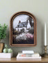 Handcrafted Retro 8" Canvas on Wood Primitive Round Spring Cottage Painting Arched Framed Art - The Primitive Pineapple Collection