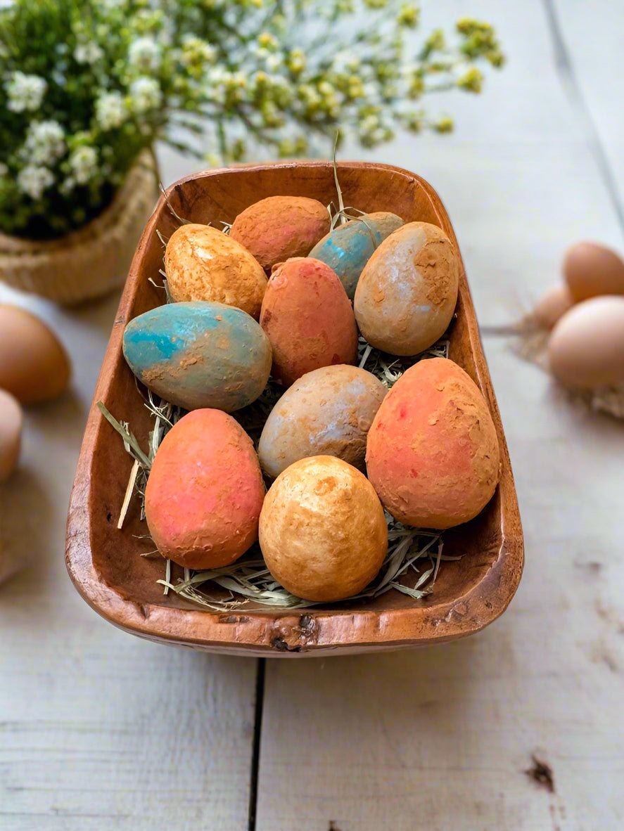 Primitive Spring Easter Life Size Wax Dipped Primitive Eggs in display carton 10pc - The Primitive Pineapple Collection