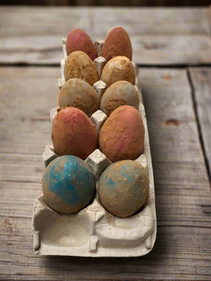 Primitive Spring Easter Life Size Wax Dipped Primitive Eggs in display carton 10pc - The Primitive Pineapple Collection