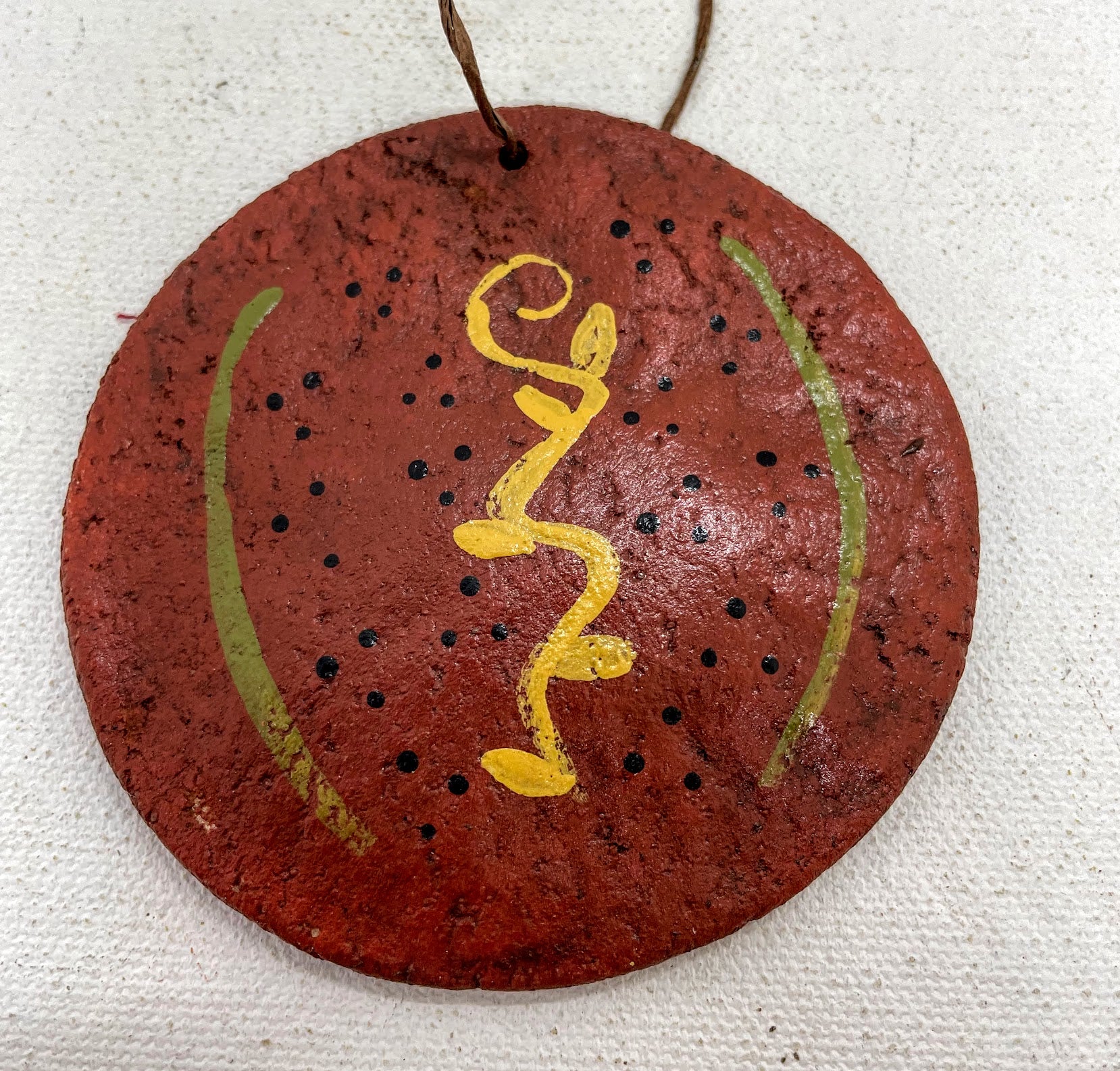 Primitive Christmas Handmade Dough 3" Redware Style Painted Ornaments