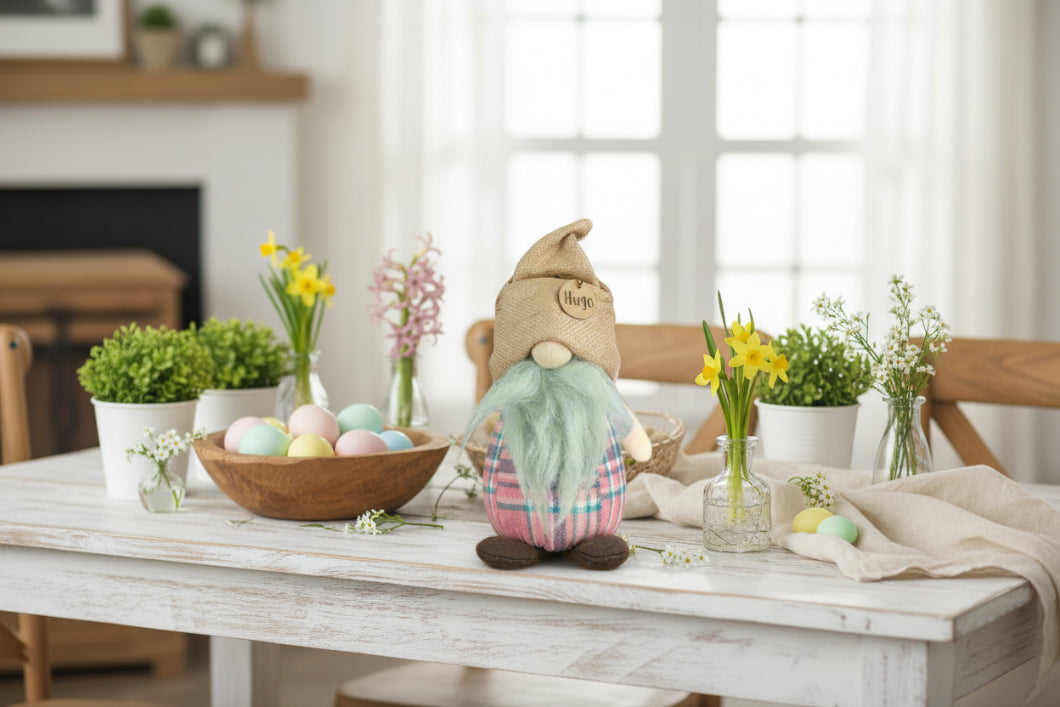Honey and Me Easter Hugo the Spring Gnome 8" - The Primitive Pineapple Collection