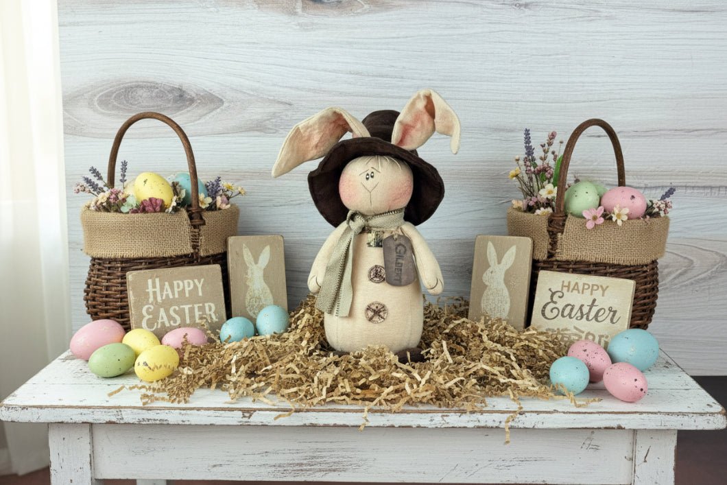 Primitive Easter Honey and Me Gilbert the Salvage Rabbit - The Primitive Pineapple Collection