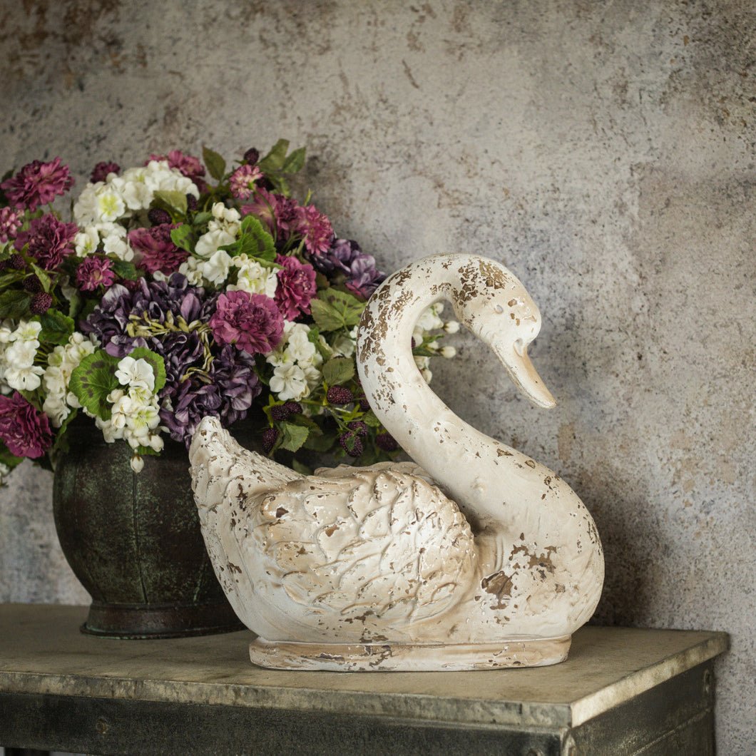 Primitive Ragon House Distressed Look 16" Swan Figurine - The Primitive Pineapple Collection