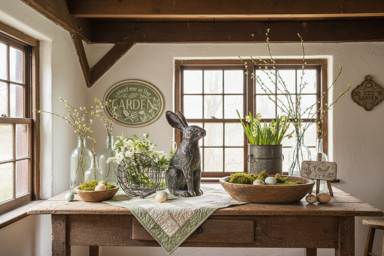 Ragon House 15.75" Aged Brown Sitting Rabbit | Primitive Easter Decor - The Primitive Pineapple Collection