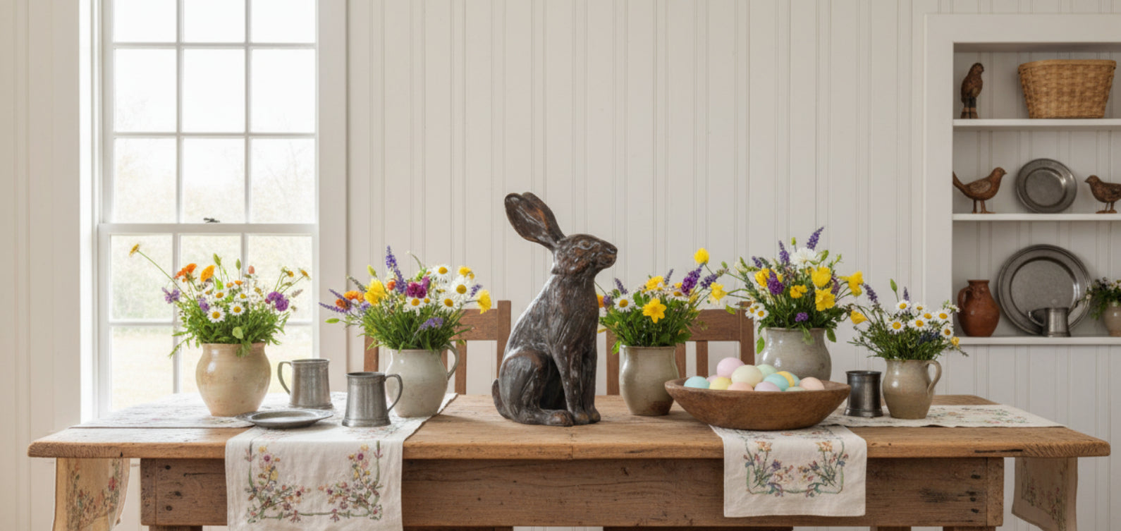 Ragon House Easter Spring 15.75" Aged Brown Sitting Rabbit SH238380 - The Primitive Pineapple Collection