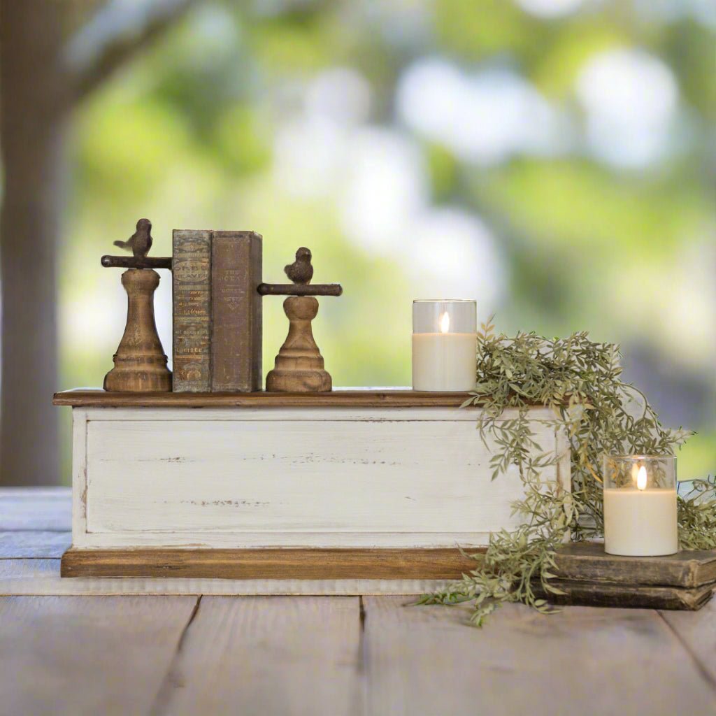 Ragon House Two-Tone Wood Display Riser | Primitive Farmhouse Decor - The Primitive Pineapple Collection