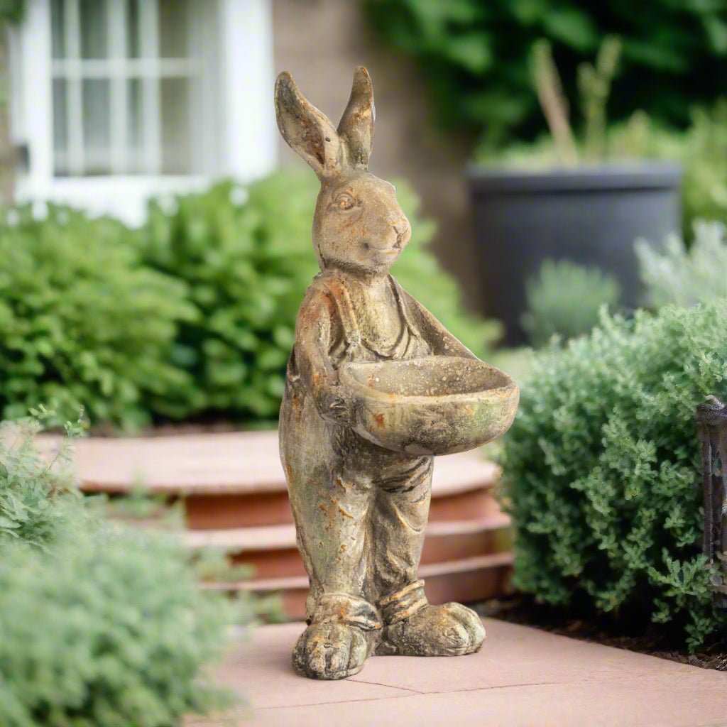 Ragon House 22" Bunny in Overalls Statue | Primitive Easter Decor - The Primitive Pineapple Collection