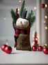 Primitive Handcrafted Christmas 9" Snowman Head in Green Burlap Bag - The Primitive Pineapple Collection