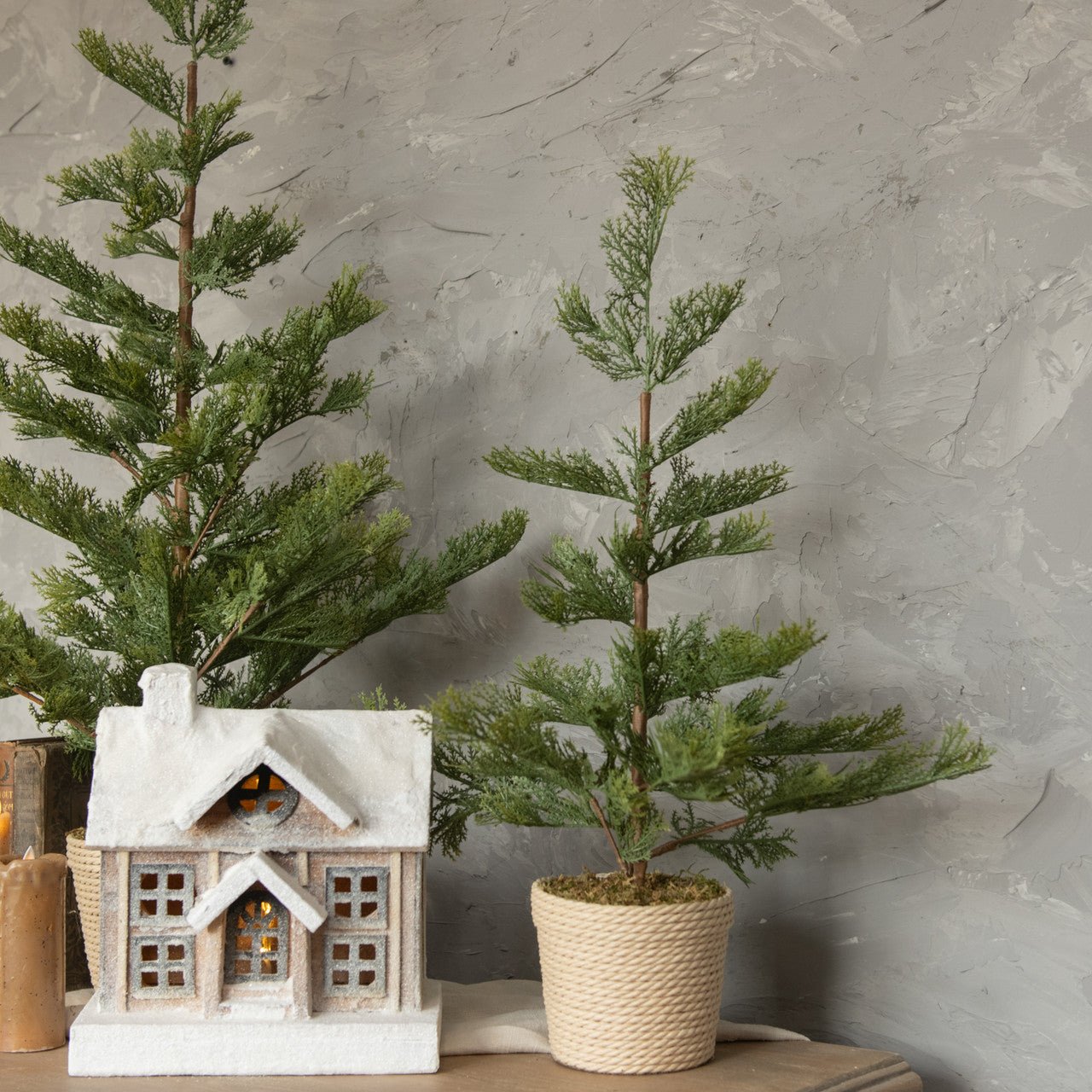 Primitive Christmas Ragon House 23.75" Rustic Pine Tree in Braided Pot - The Primitive Pineapple Collection