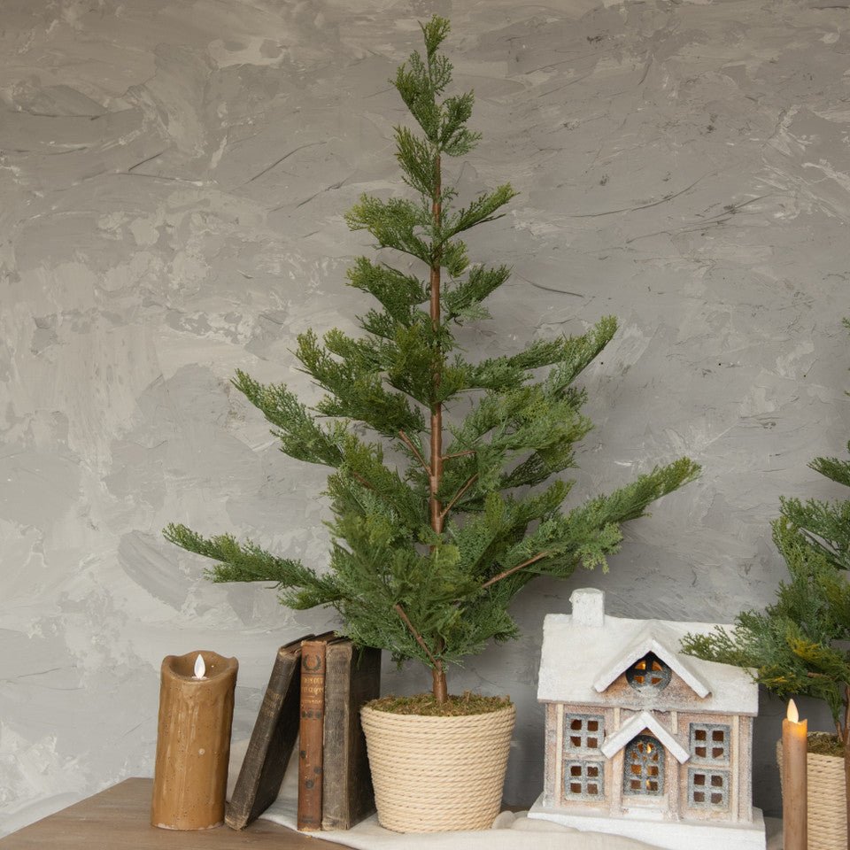 Ragon House Primitive Farmhouse Rustic 35.5" Pine Tree in Braided Pot - The Primitive Pineapple Collection