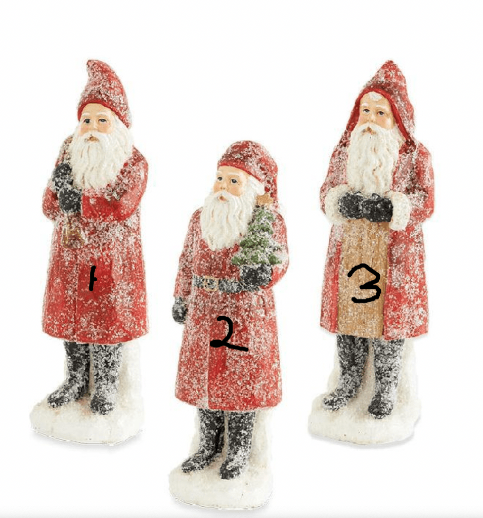 Primitive Vintage Look Christmas 8" Resin Sugared Santa Figurine 3 Styles - The Primitive Pineapple Collection