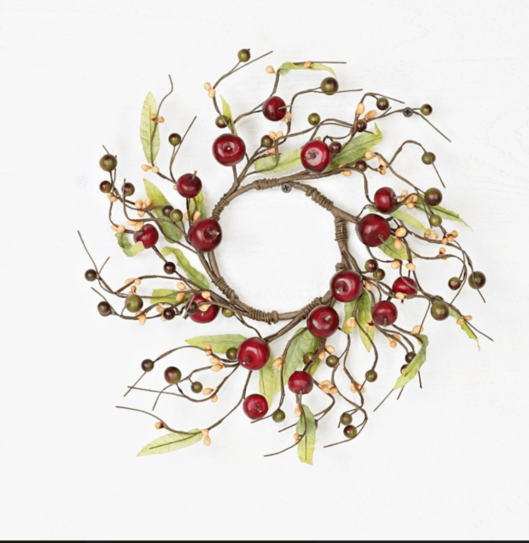 Primitive Farmhouse 4" Country Apple Berry Candle Ring - The Primitive Pineapple Collection