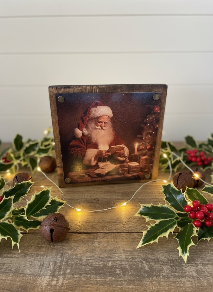Primitive Handcrafted Christmas 8" Santa&