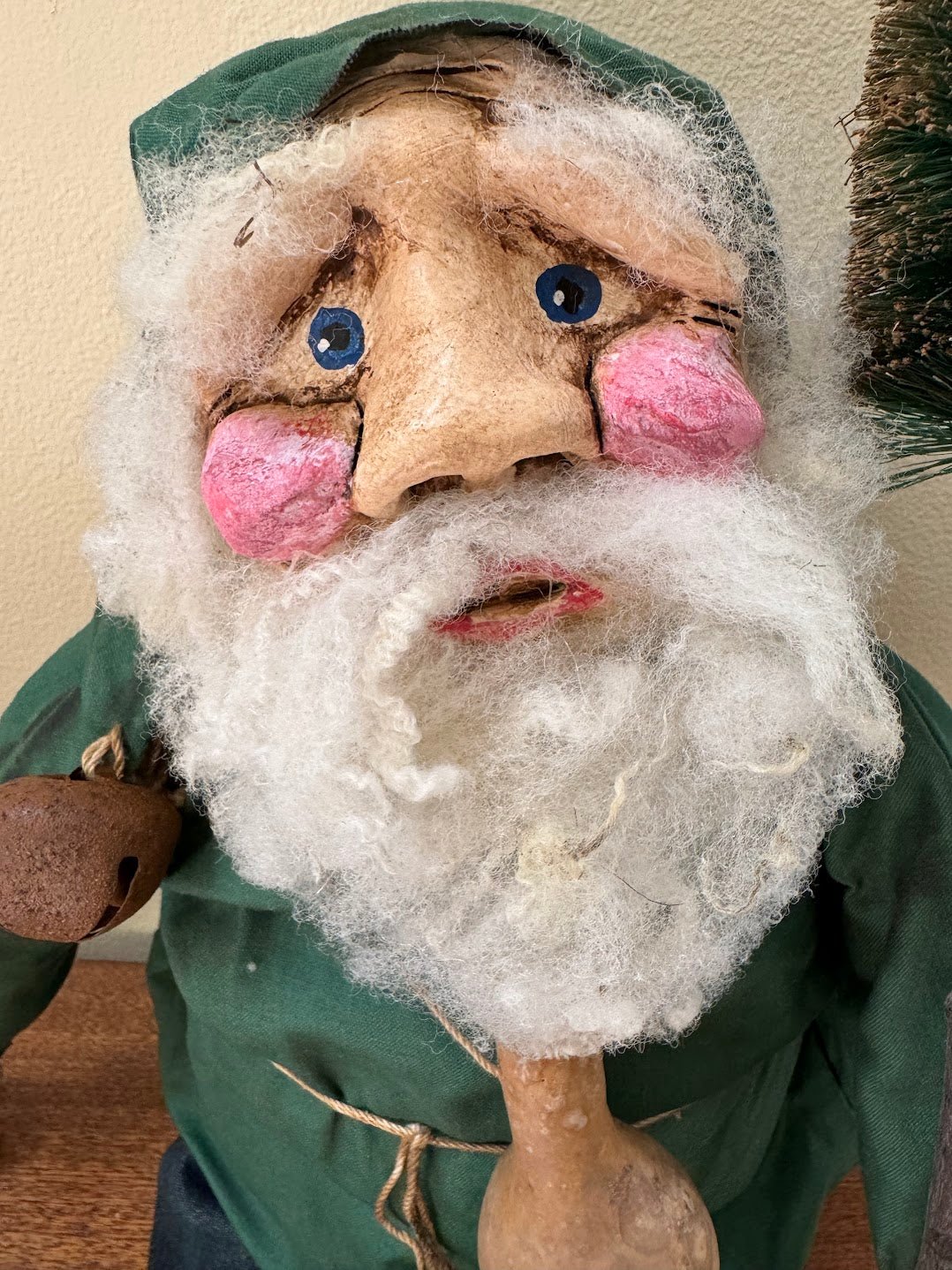 Primitive Handcrafted USA Christmas Sculpted Clay Santa Doll 17" - The Primitive Pineapple Collection