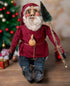 Primitive Handcrafted USA Christmas Sculpted Clay Red Santa Doll 17" - The Primitive Pineapple Collection