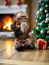 Primitive Handcrafted USA Red Ticking Santa Claus Doll w/ Gingerbread 12" - The Primitive Pineapple Collection