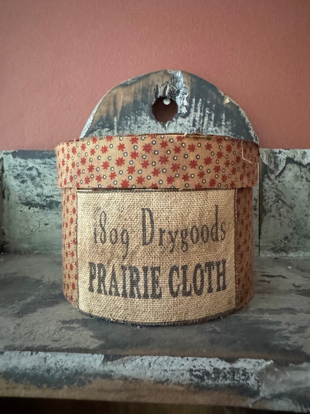 Primitive Colonial Handcrafted Dry Goods Prairie Fabric Box - The Primitive Pineapple Collection