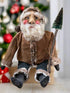 Primitive Handcrafted USA Christmas Sculpted Clay Beige Santa Doll w/ Tree 17" - The Primitive Pineapple Collection