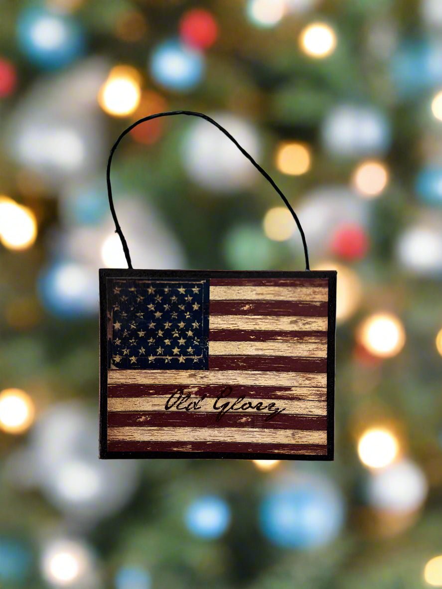 Primitive Farmhouse Handcrafted Americana Old Glory Flag Ornament - The Primitive Pineapple Collection