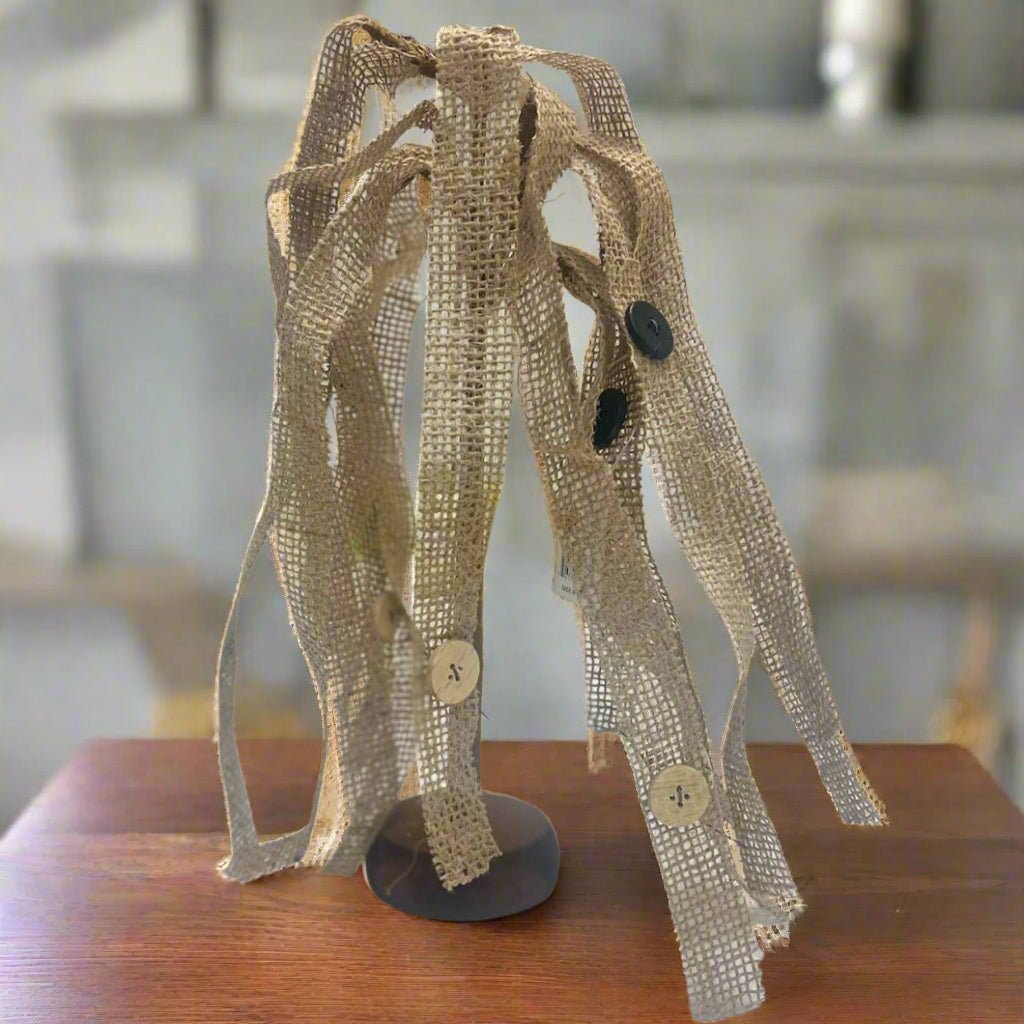 Primitive Farmhouse 12in Burlap Willow Tree w/Buttons - The Primitive Pineapple Collection