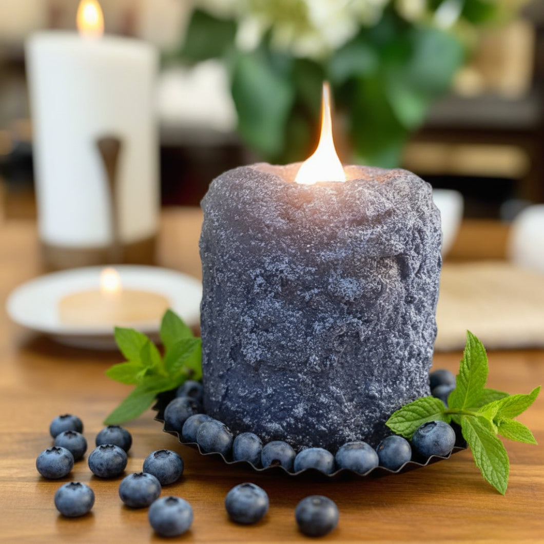 Primitive/Country Handcrafted Electric Hearth Candle Blueberry Cobbler 5" x 4&