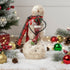 Christmas Ragon House 10.5" Snowman w Candy Cane Stocking Figurine - The Primitive Pineapple Collection