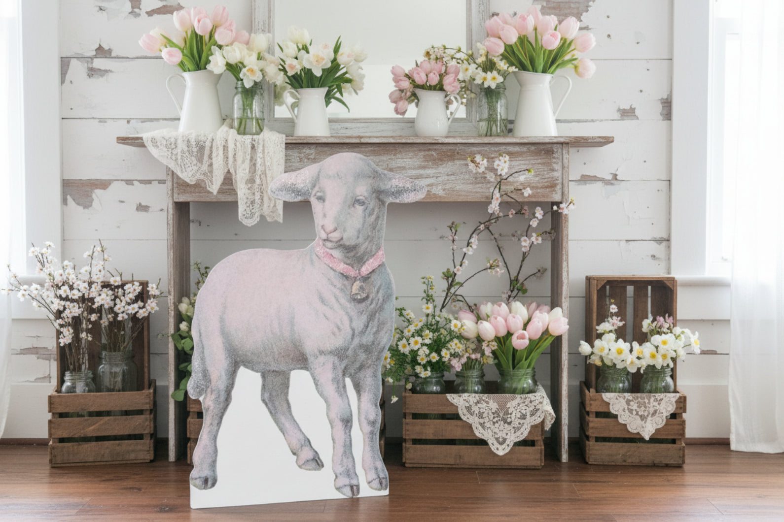 Ragon House 36" Standing Sheep Dummy Board | Primitive Easter Decor - The Primitive Pineapple Collection