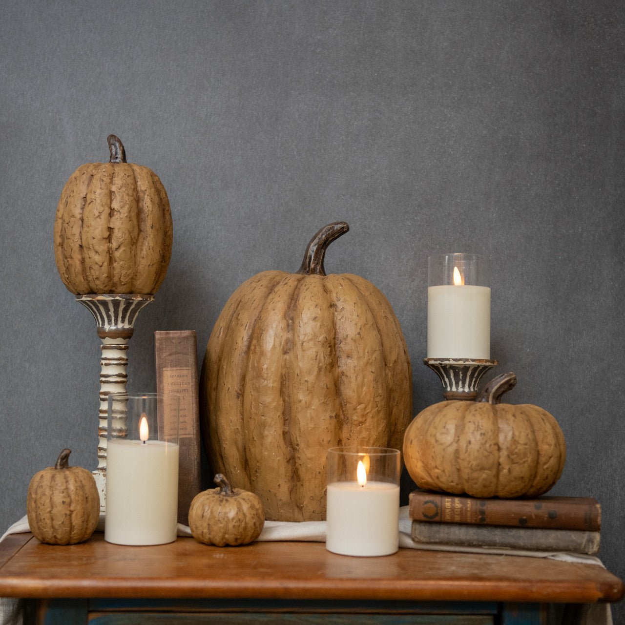 Ragon House Halloween Fall 14” Tall Beige Pumpkin - The Primitive Pineapple Collection