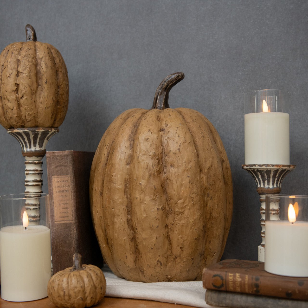 Ragon House Halloween Fall 14” Tall Beige Pumpkin - The Primitive Pineapple Collection