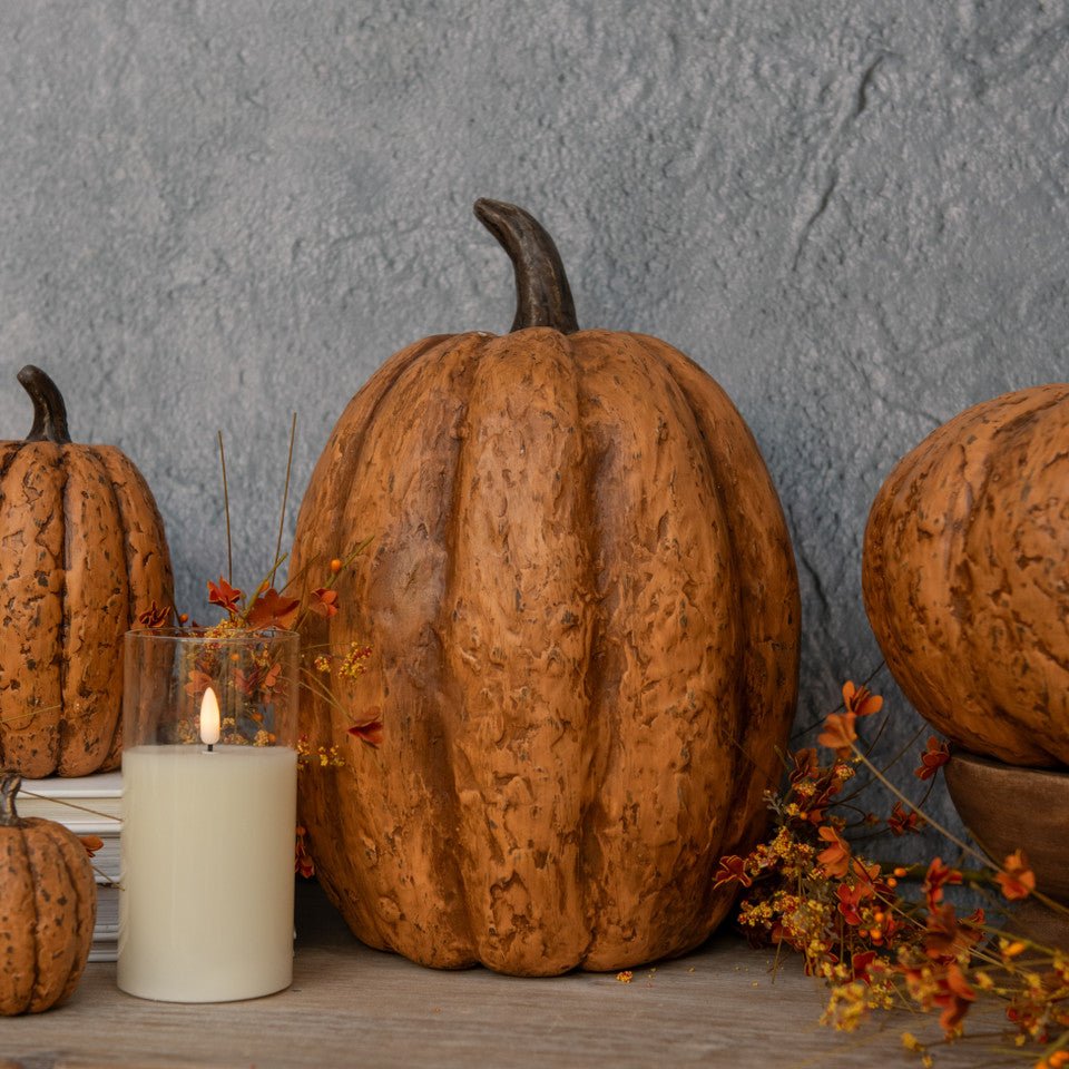 Ragon House Halloween Fall 14” Tall Terracotta Pumpkin - The Primitive Pineapple Collection