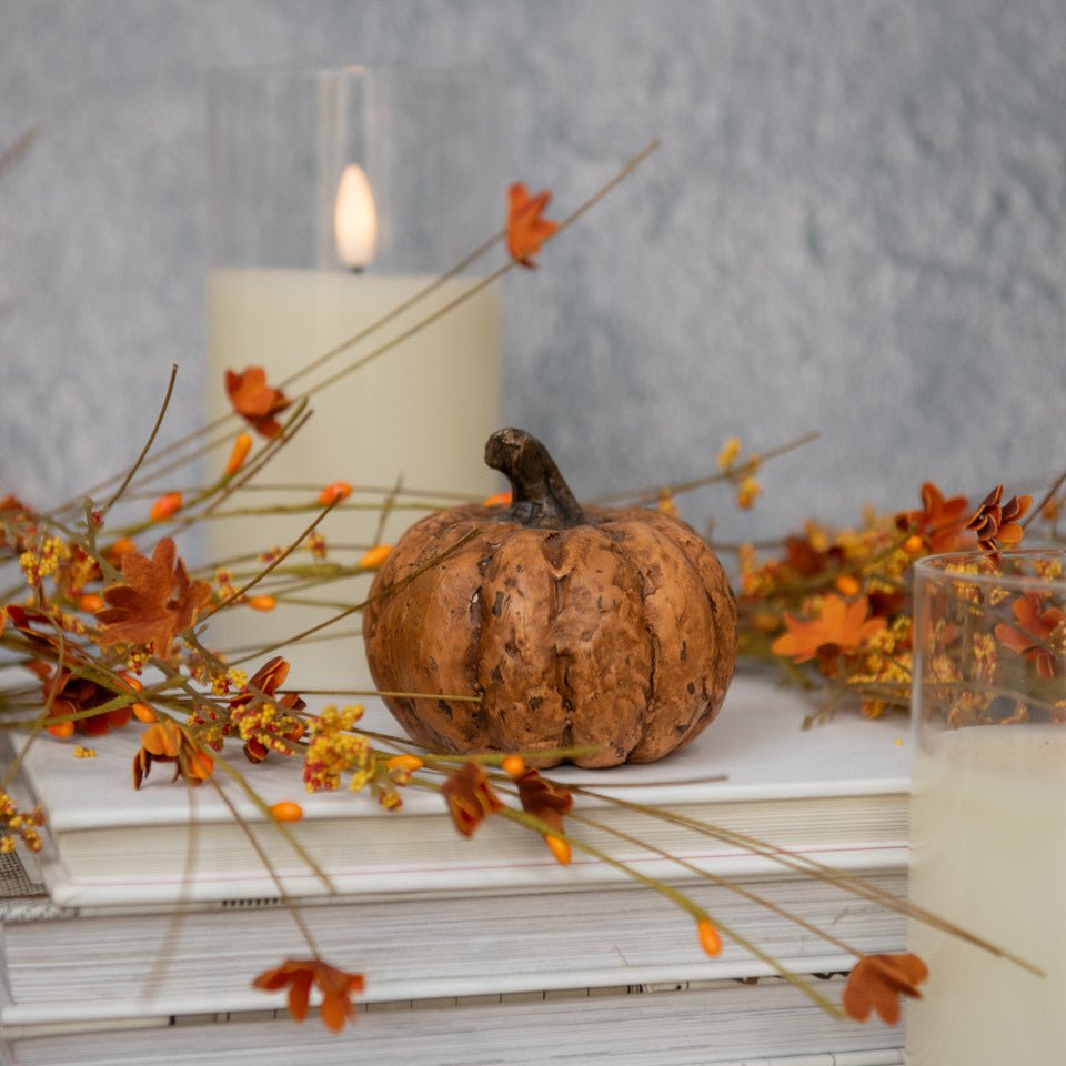 Ragon House Halloween Fall 2.75" Terra Cotta Short Pumpkin - The Primitive Pineapple Collection