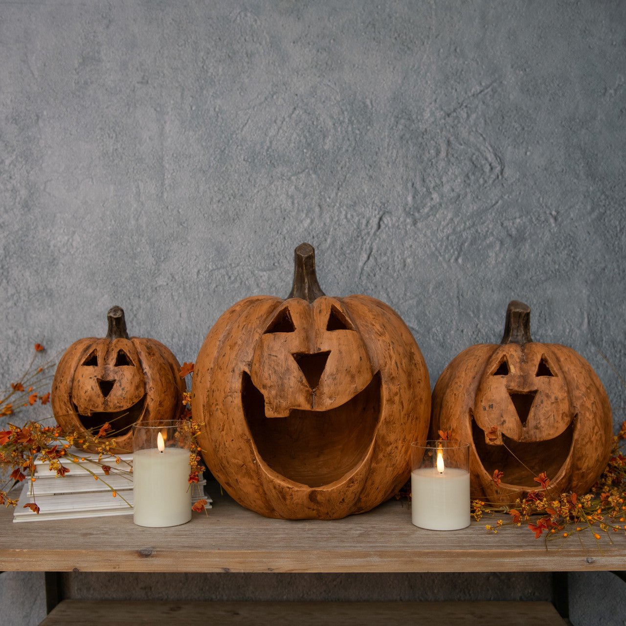 Ragon House Mache 8" Terracotta Big Mouth Pumpkin Jack O Lantern Halloween - The Primitive Pineapple Collection