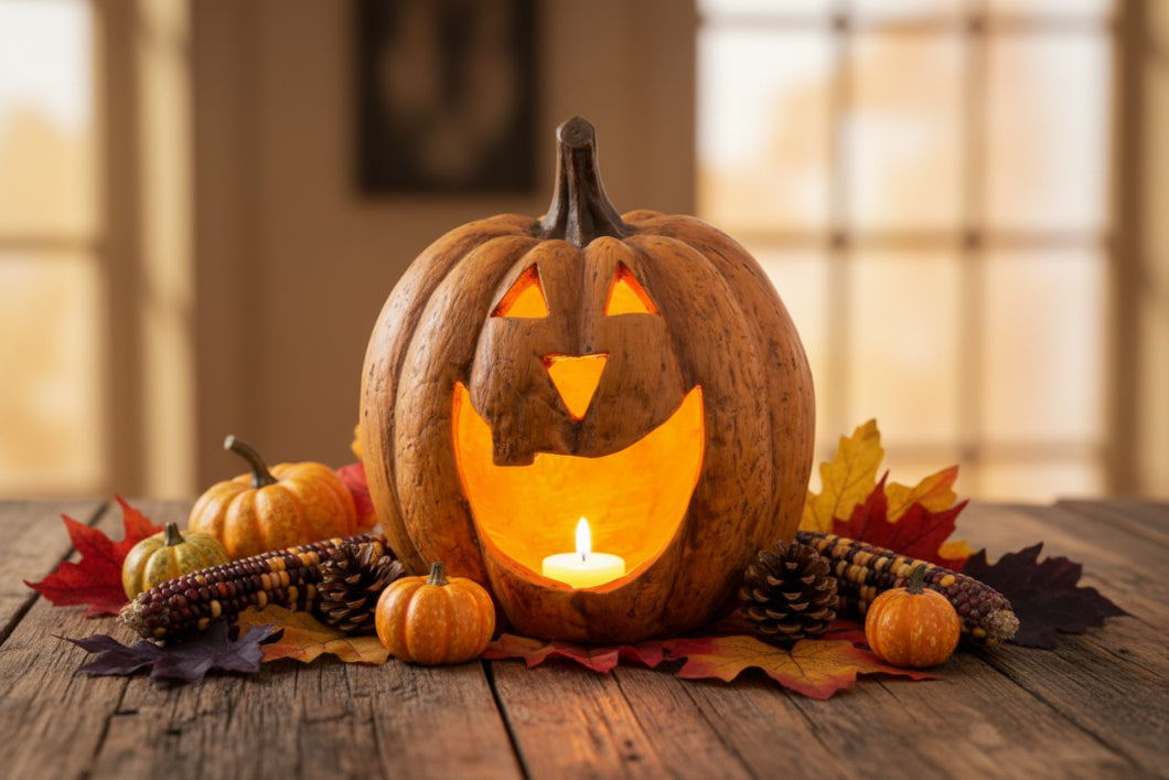 Halloween Ragon House Collectable 15” Terracotta Color Big Mouth Pumpkin Luminary - The Primitive Pineapple Collection
