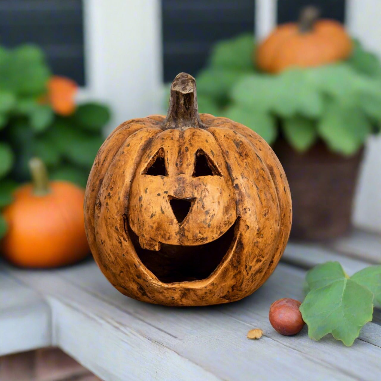 Ragon House Mache 8" Terracotta Big Mouth Pumpkin Jack O Lantern Halloween - The Primitive Pineapple Collection