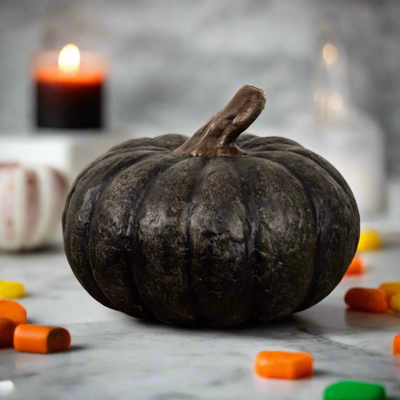 Ragon House Halloween Fall 12"x9” Large Black Short Pumpkin - The Primitive Pineapple Collection
