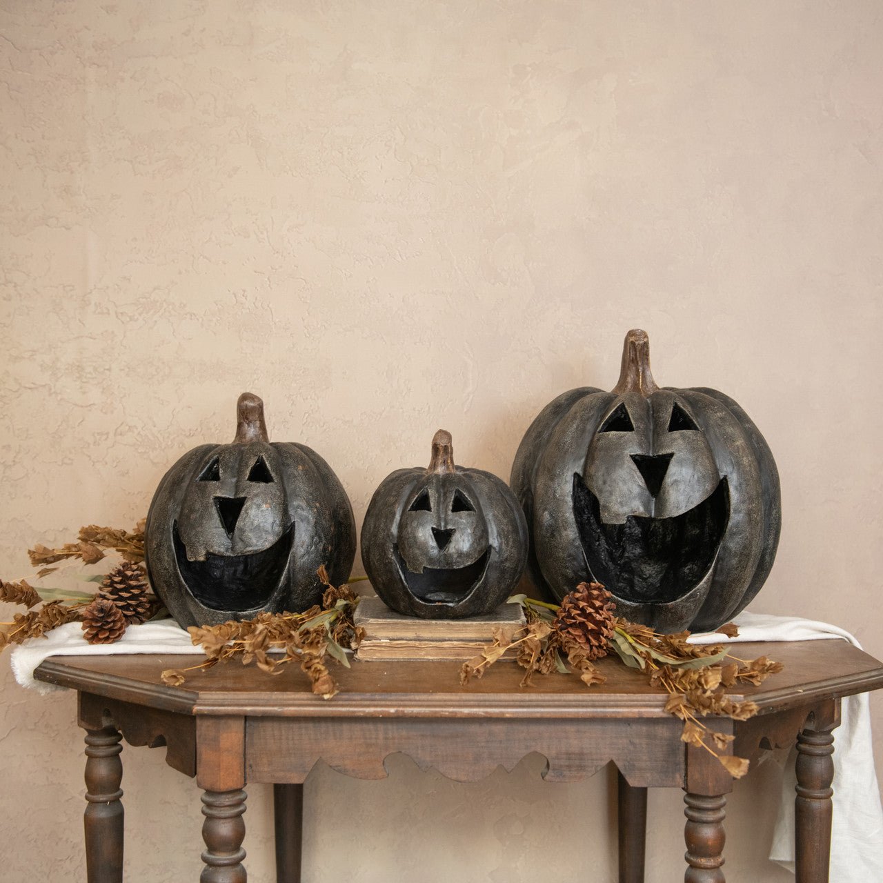 Halloween Fall Ragon House Collectable 15” Black Big Mouth Pumpkin Luminary - The Primitive Pineapple Collection