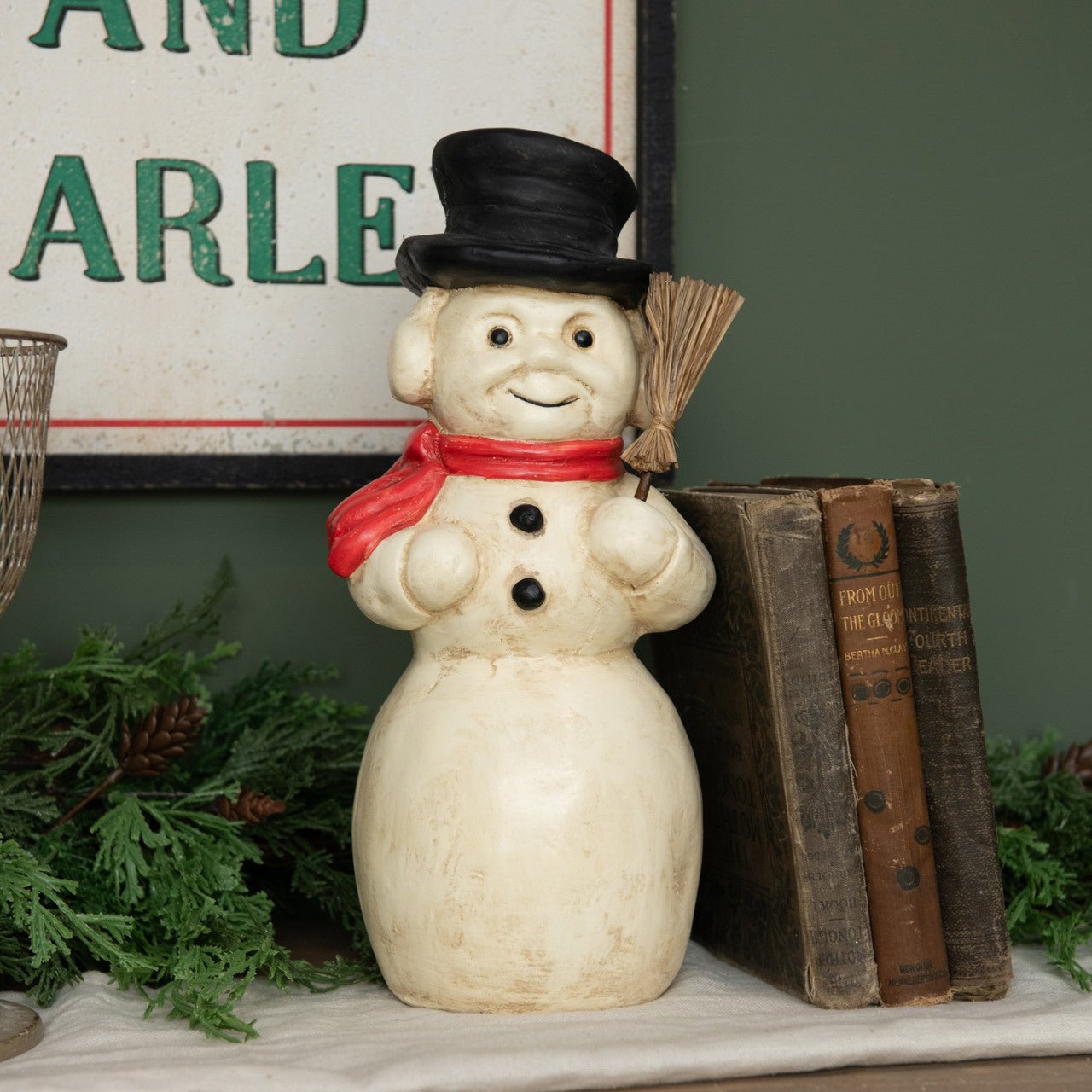 Ragon House Christmas 12.5" Kentucky Snowman w/ Top Hat Figurine - The Primitive Pineapple Collection