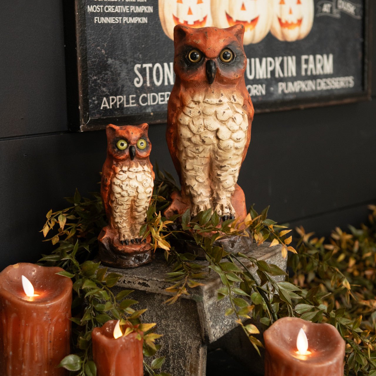 Fall Ragon House Collectable 6” Vintage Owl Centerpiece Figurine - The Primitive Pineapple Collection