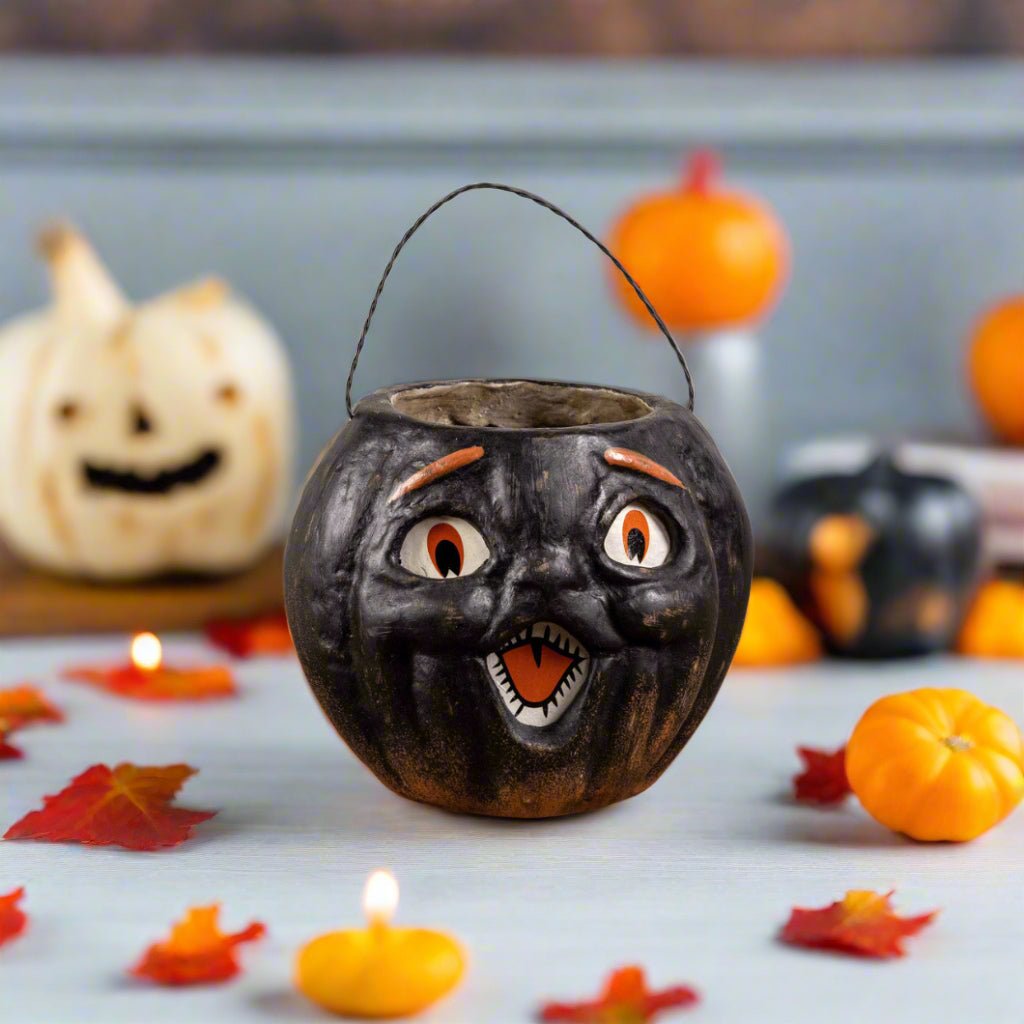 Primitive Halloween Fall Ragon House 5" Black Jack O Lantern Choir Boy Bucket - The Primitive Pineapple Collection