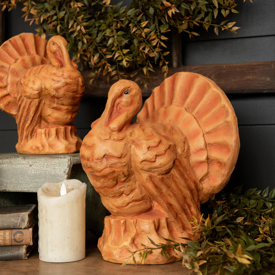 Halloween Fall Ragon House Collectable 12” Faded Orange Turkey Figurine