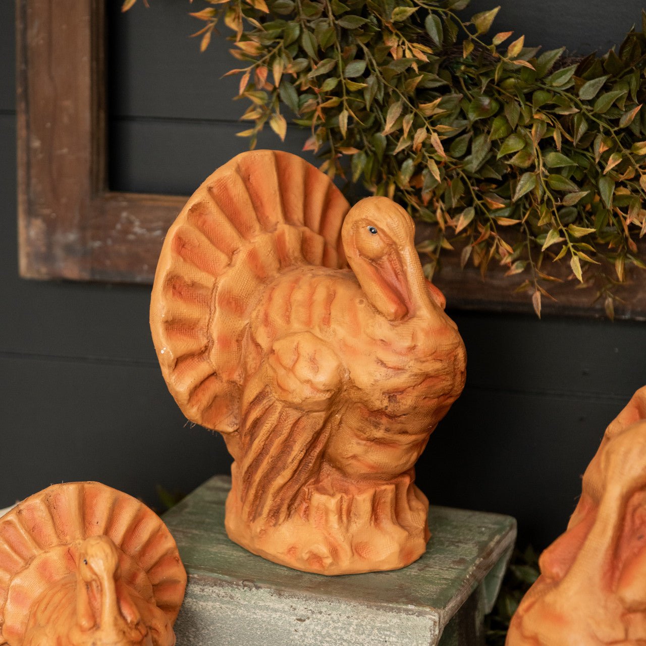 Halloween Fall Ragon House Collectable 9” Faded Orange Turkey Figurine - The Primitive Pineapple Collection