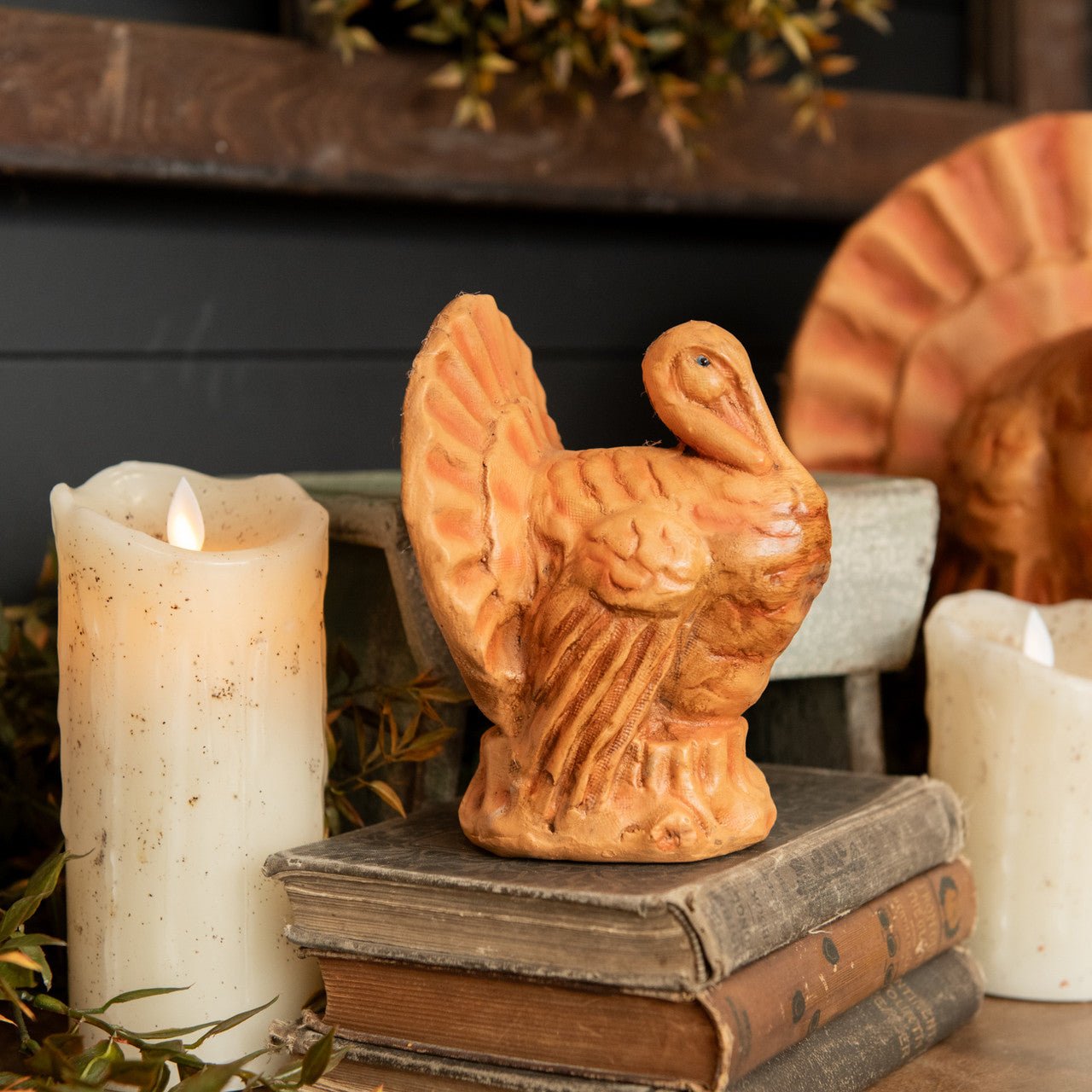 Halloween Fall Ragon House Collectable 6” Faded Orange Turkey Figurine - The Primitive Pineapple Collection