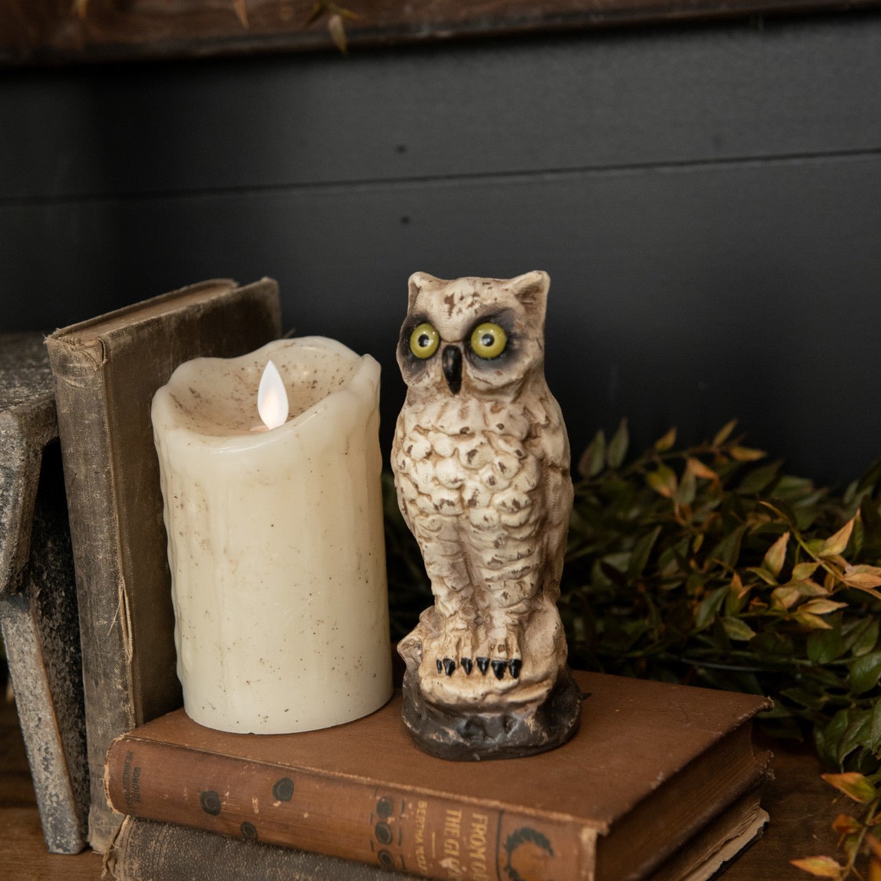 Fall Ragon House Collectable 6” Vintage White Owl Centerpiece Figurine - The Primitive Pineapple Collection