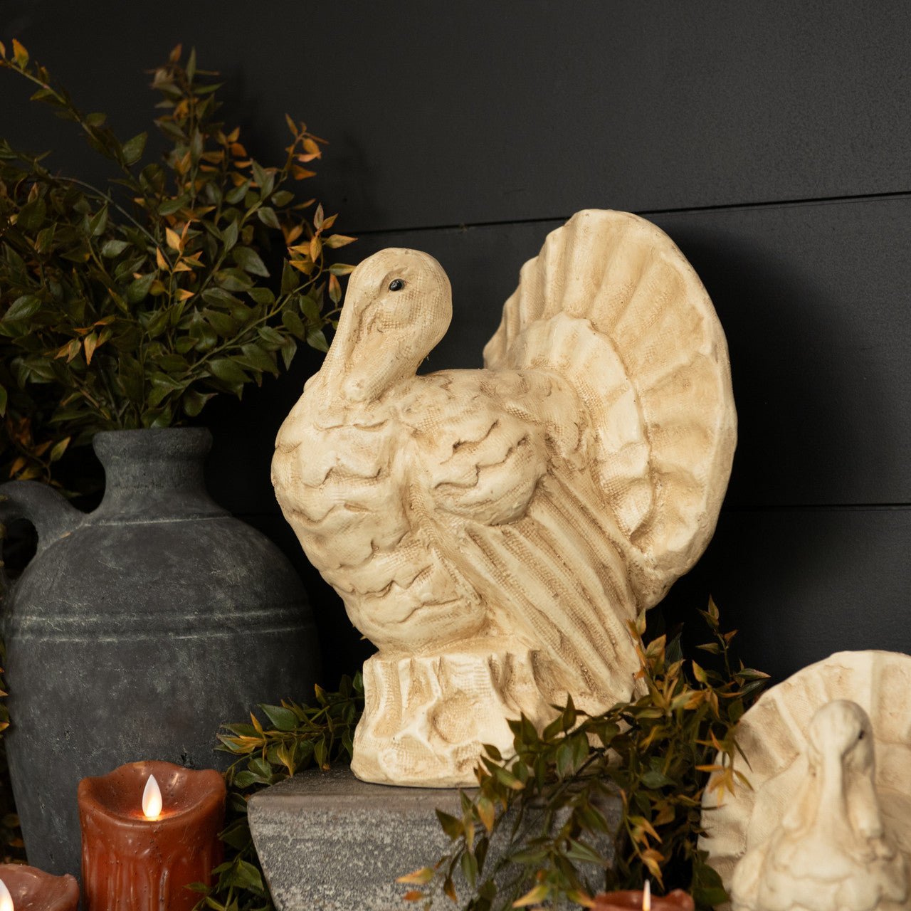 Fall Ragon House Collectable 12” Antique White Turkey Centerpiece Figurine - The Primitive Pineapple Collection