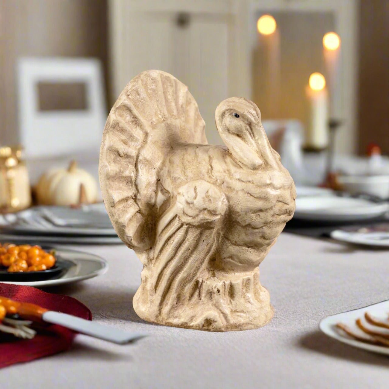 Halloween Fall Ragon House Collectable 6” Antique White Turkey Figurine - The Primitive Pineapple Collection